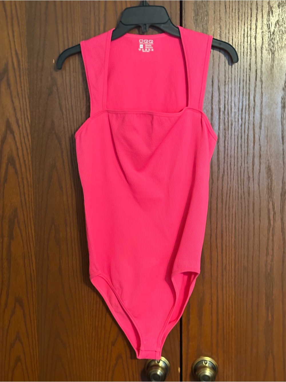Hot Pink Ribbed Tank Bodysuit with OOQ XXL